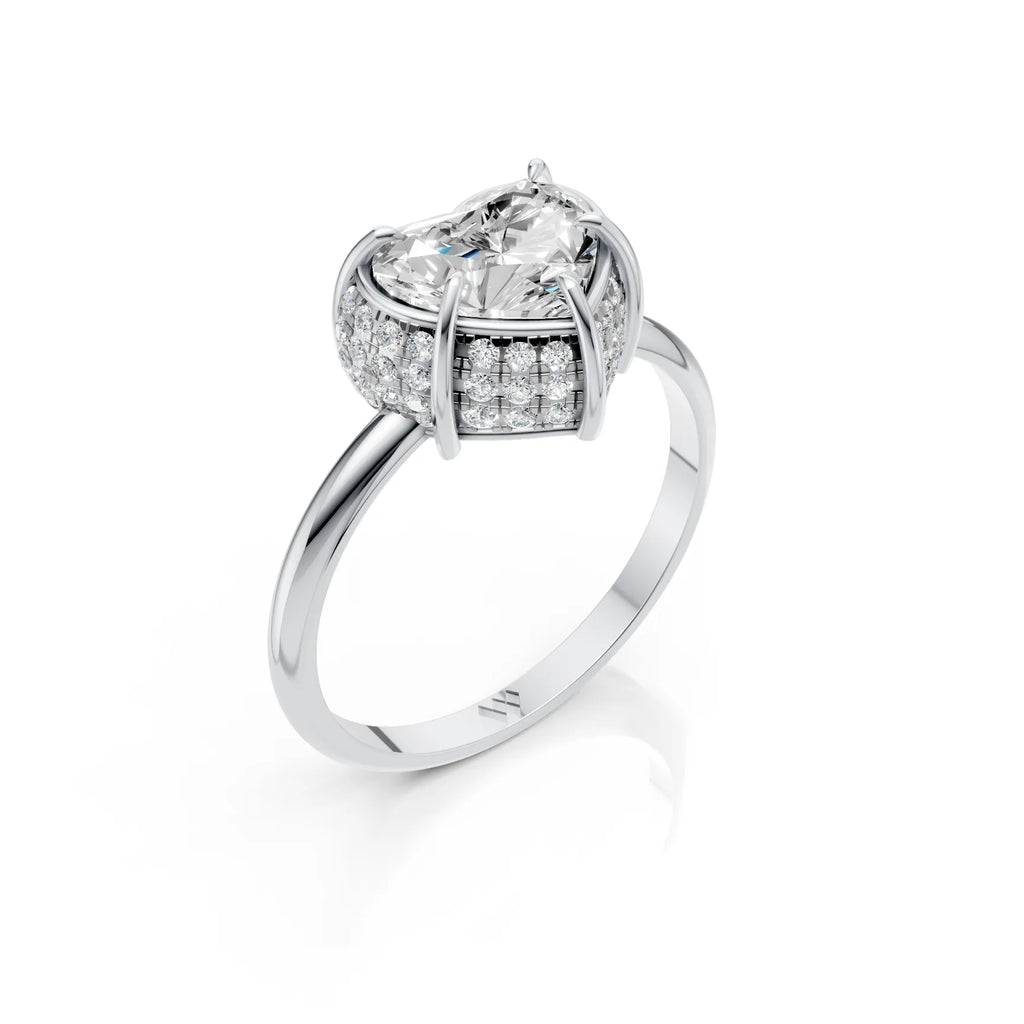 Heart Solitaire Halo Diamond Ring