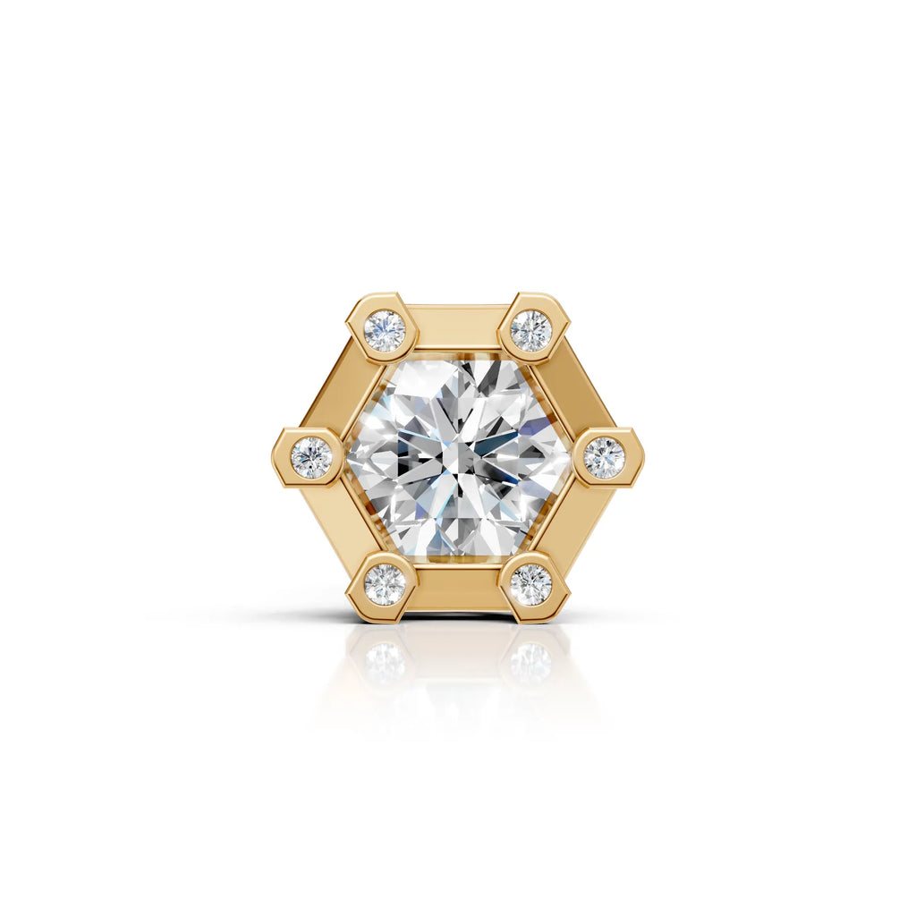 Hexagon Halo Diamond Stud (1 PC)