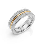 Solid Gold And 925 Sterling Silver Gold Moissanite Diamond Band Ring