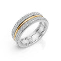 Solid Gold And 925 Sterling Silver Gold Moissanite Diamond Band Ring
