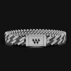 925 Sterling Silver Moissanite Diamond 10 MM Black & White Cuban Bracelet