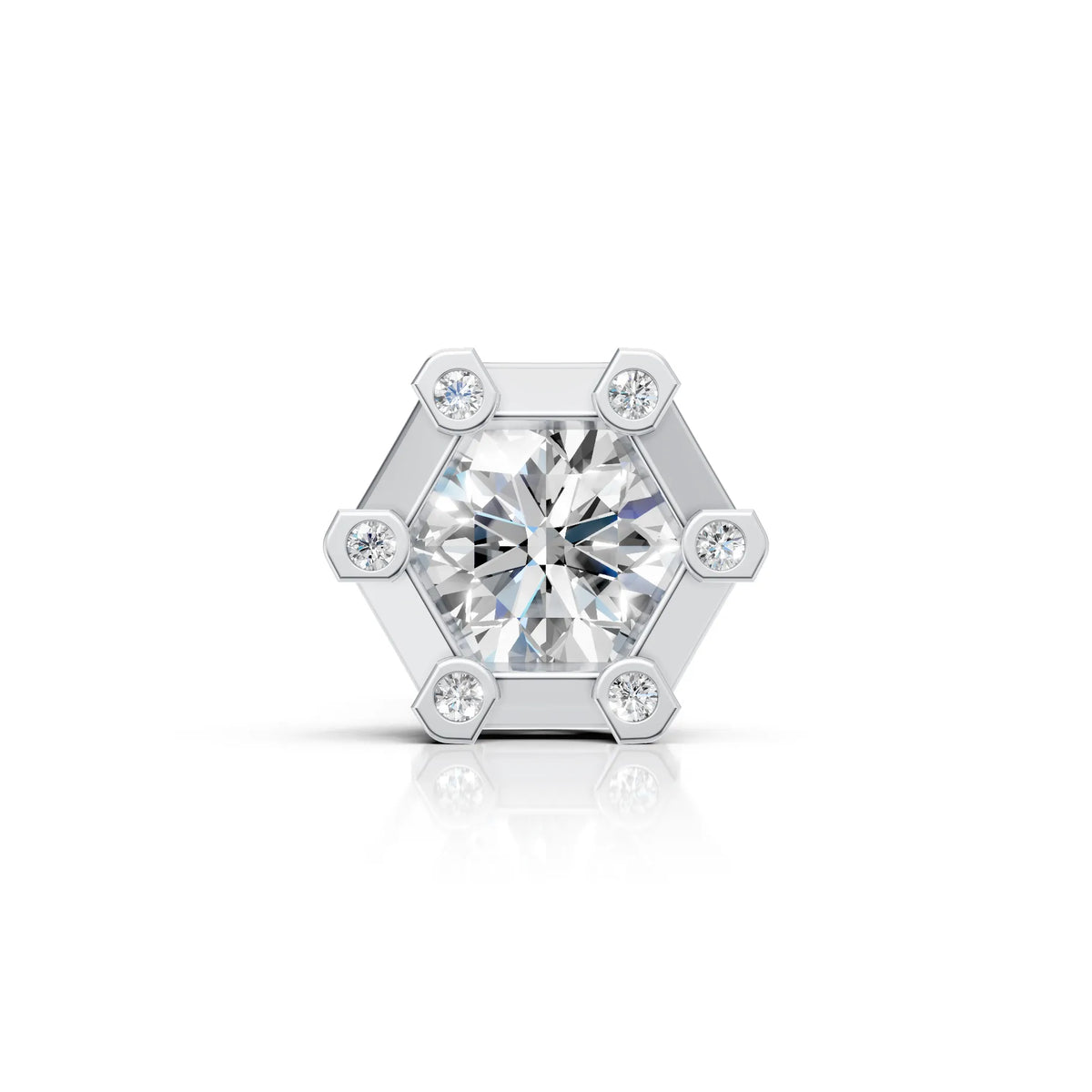 Hexagon Halo Diamond Stud (1 PC)