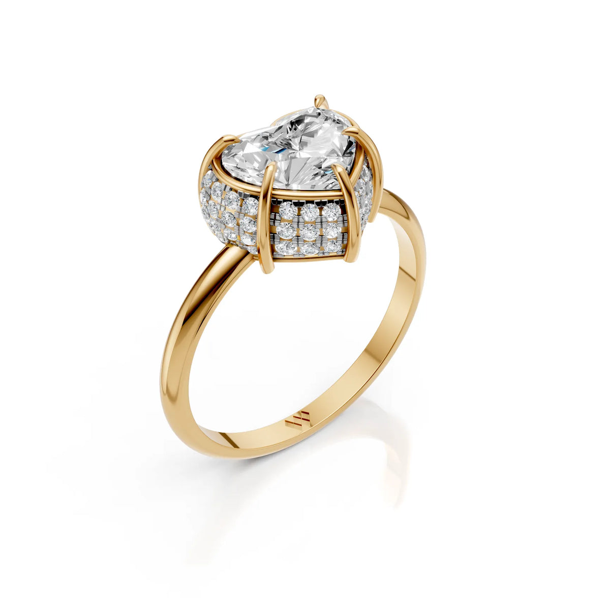 Heart Solitaire Halo Diamond Ring