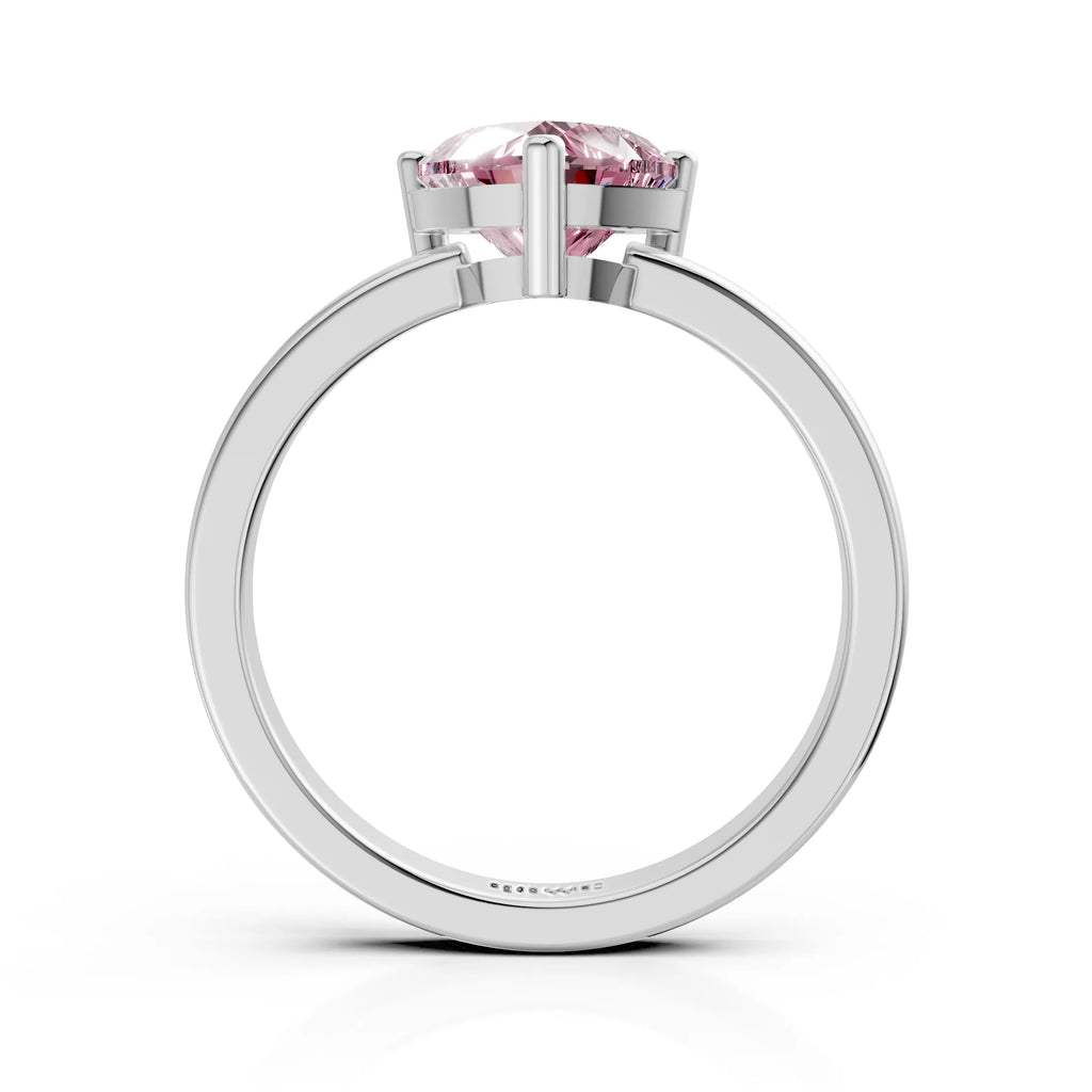 Pink Heart Solitaire Ring For Women
