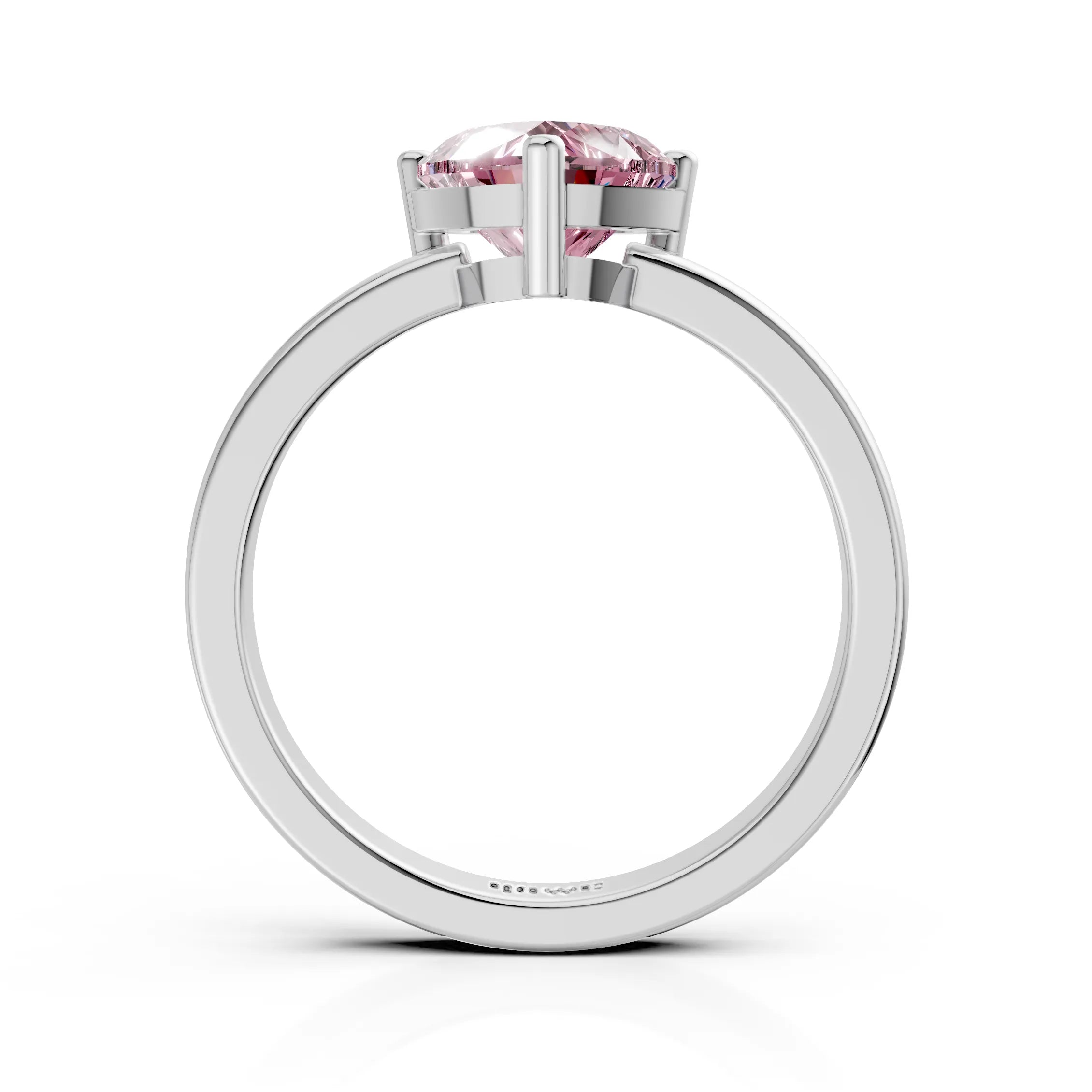 Pink Heart Solitaire Ring For Women