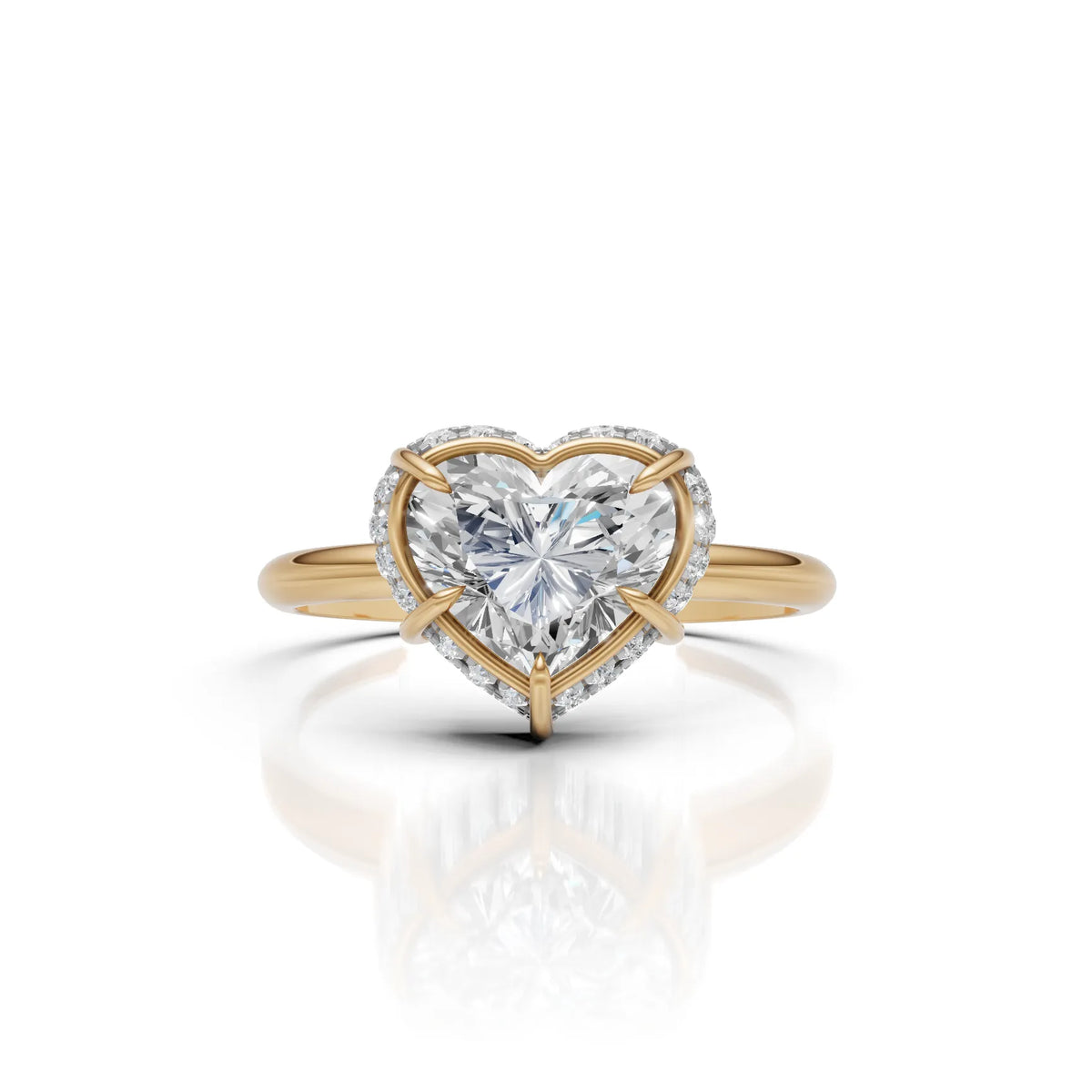 Heart Solitaire Halo Diamond Ring