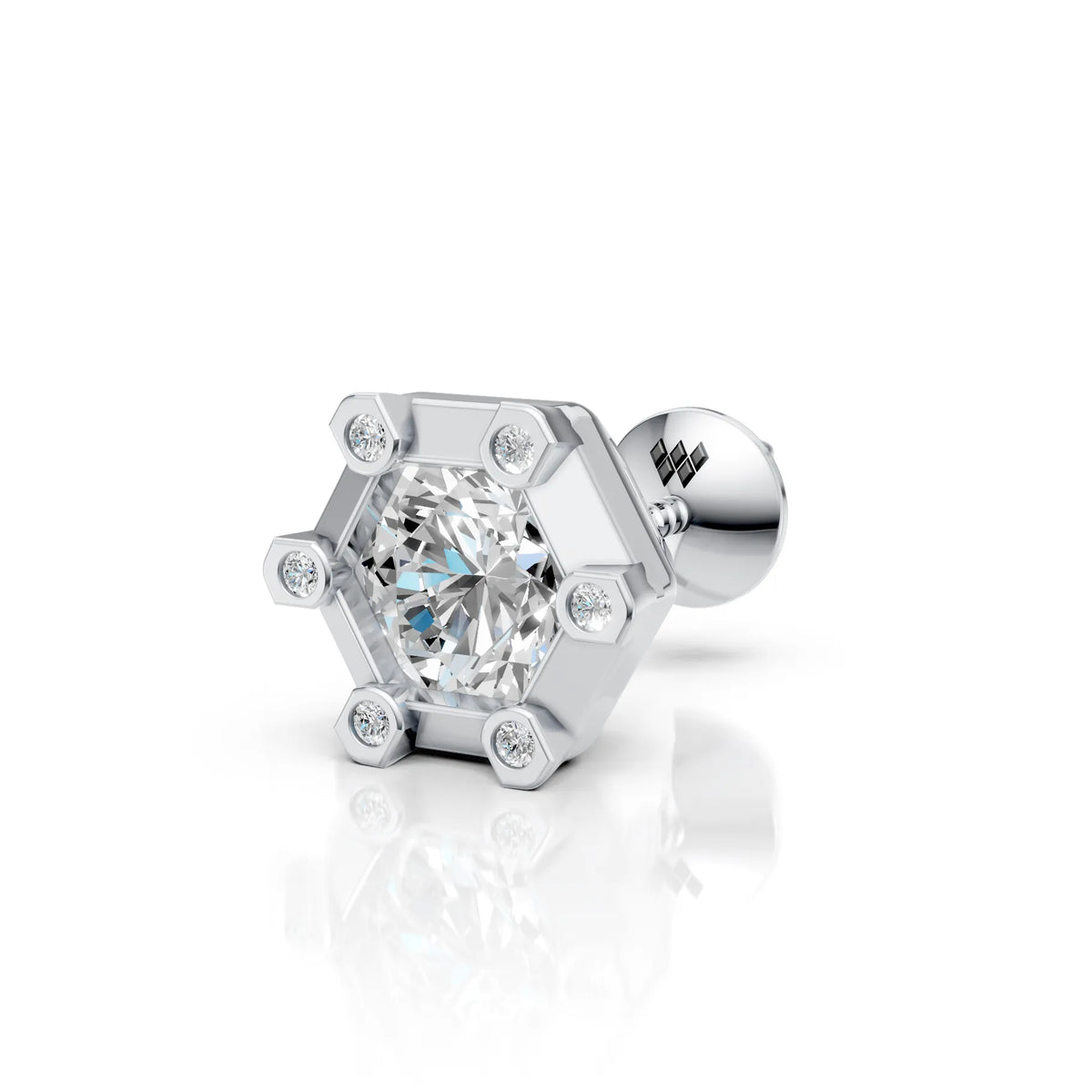 Hexagon Halo Diamond Stud (1 PC)