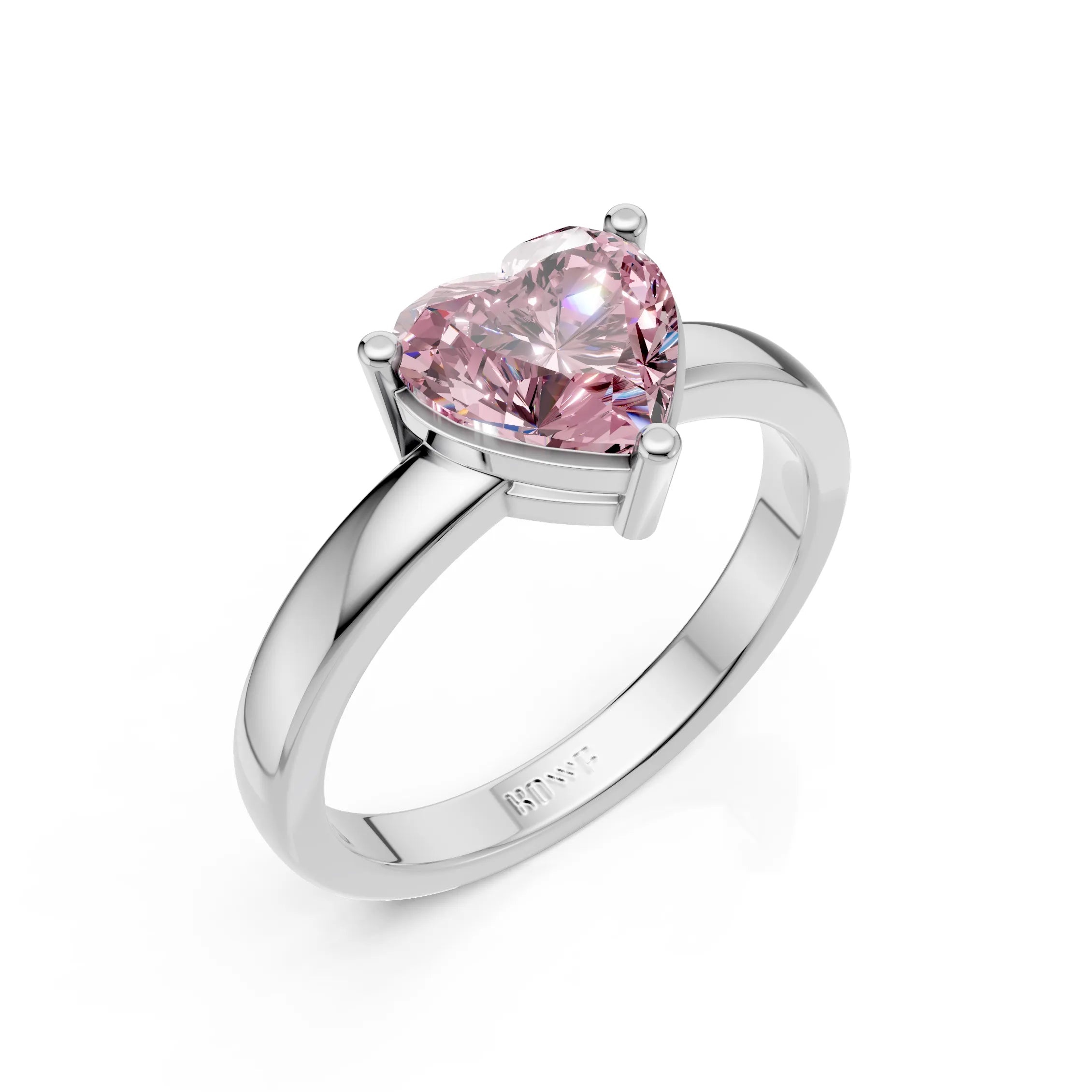 Pink Heart Solitaire Ring For Women