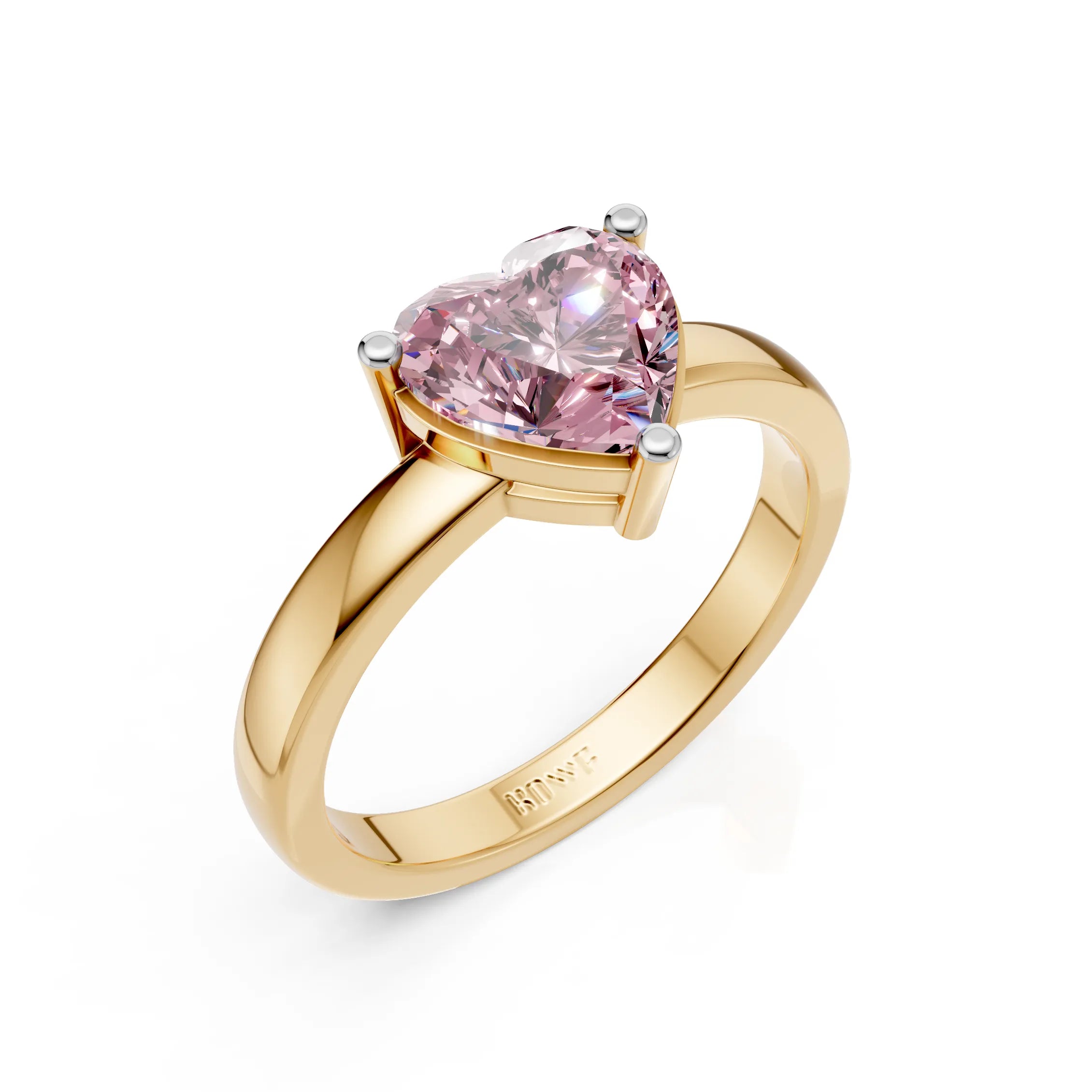 Pink Heart Solitaire Ring For Women