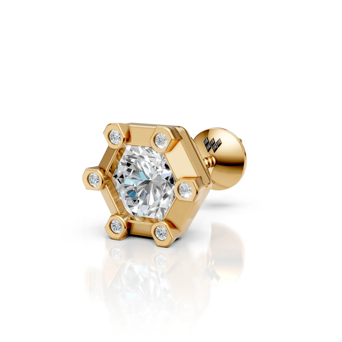 Hexagon Halo Diamond Stud (1 PC)