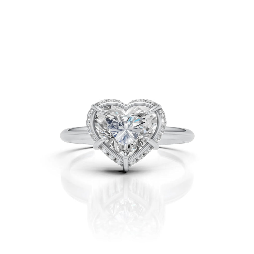 Heart Solitaire Halo Diamond Ring
