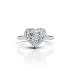 Heart Solitaire Halo Diamond Ring