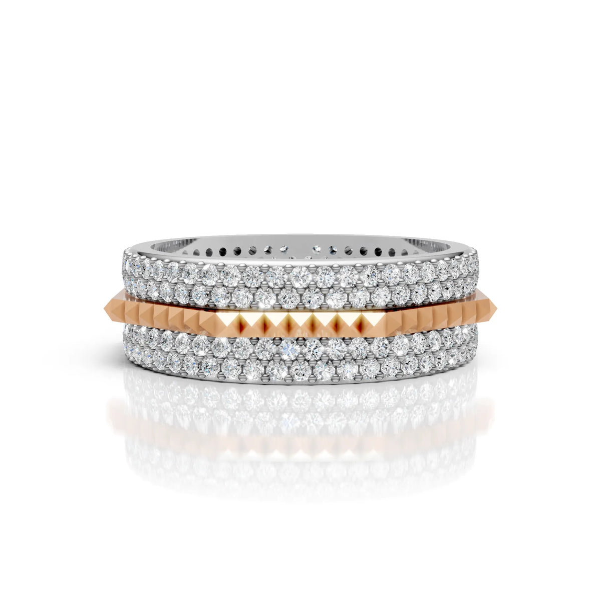 Solid Gold And 925 Sterling Silver Gold Moissanite Diamond Hexagon Square Shape Band Ring