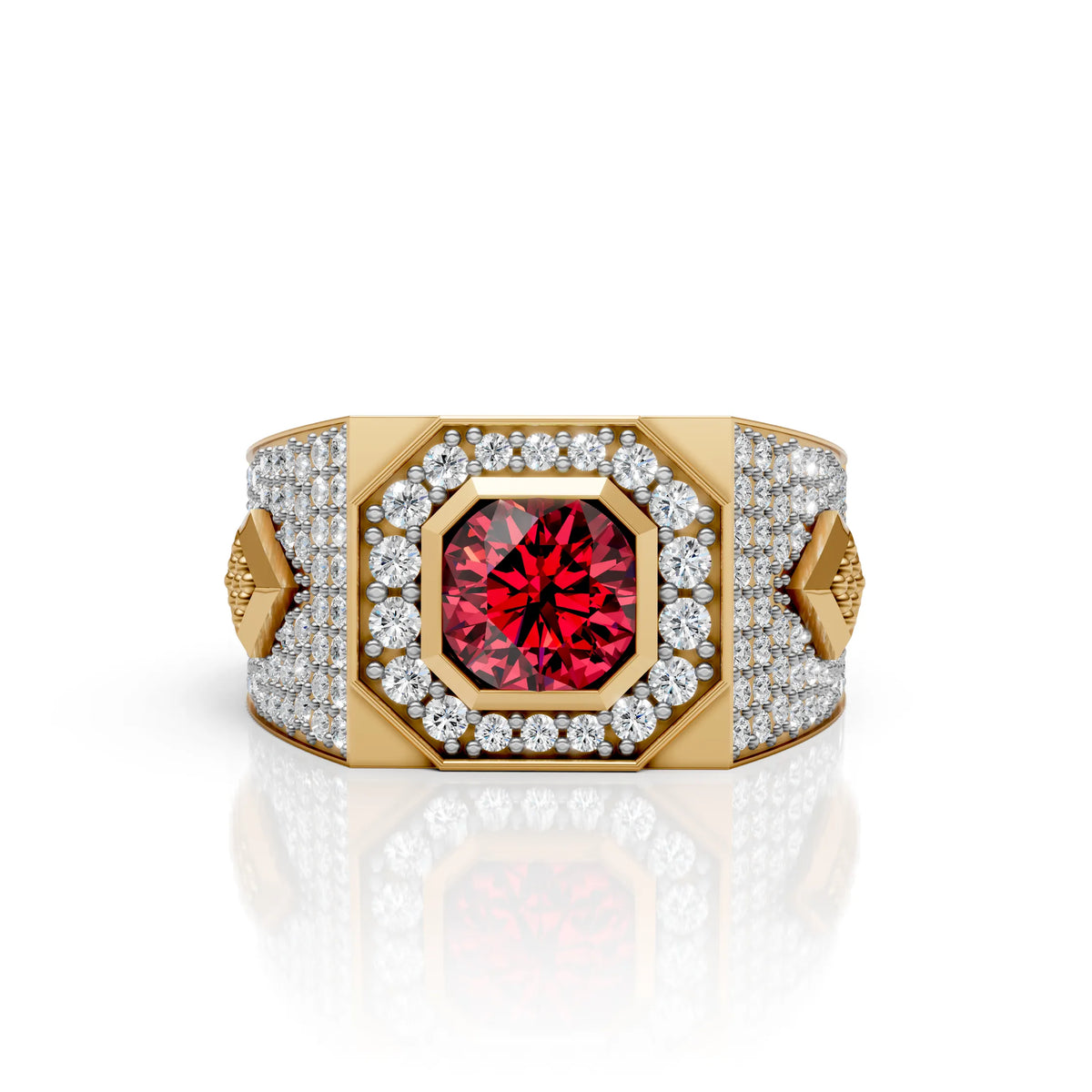 Brilliance with Blood-Red Center Stone Ring