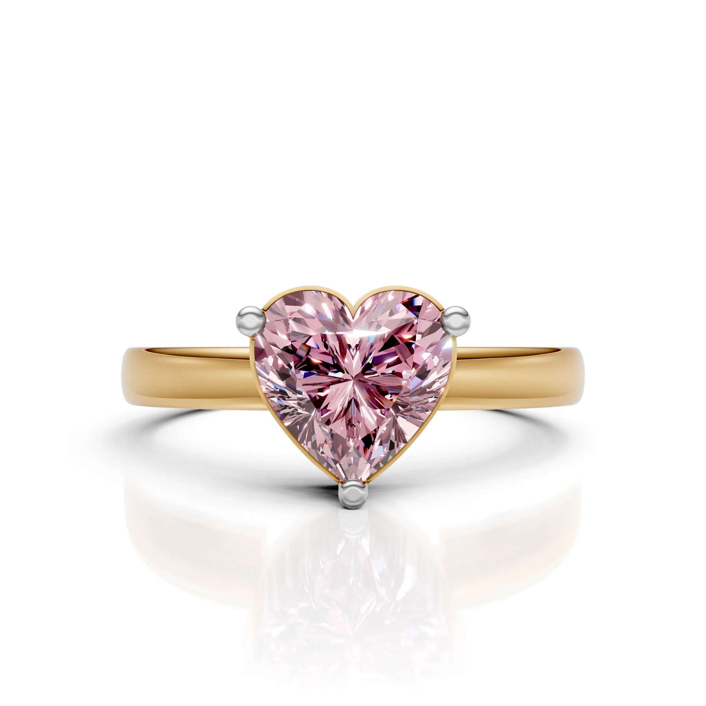 Pink Heart Solitaire Ring For Women