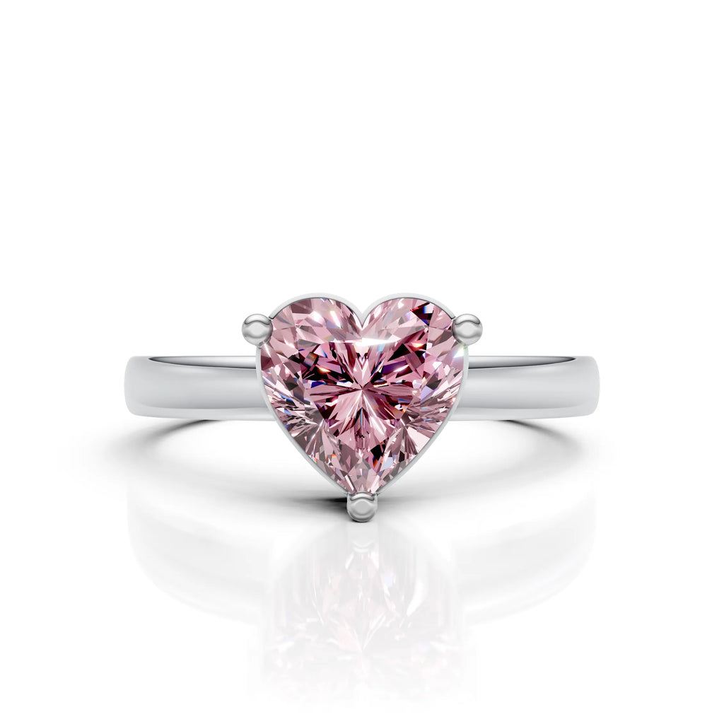 Pink Heart Solitaire Ring For Women