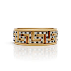 Iced Geometric Pattern Band Ring