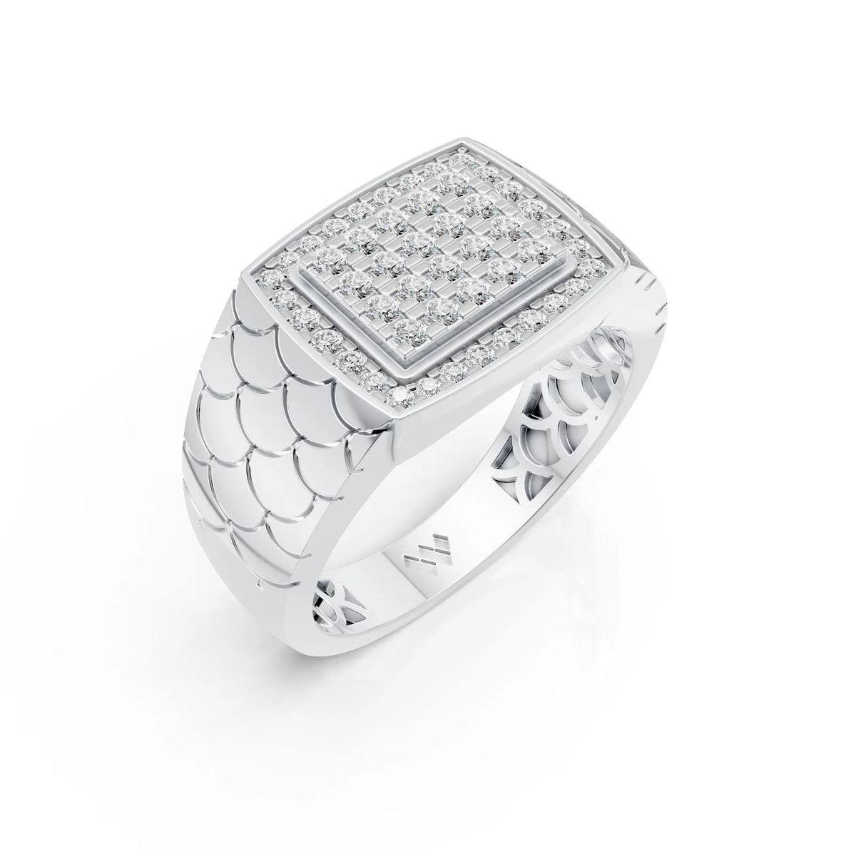 Square Pave Diamond Men's Ring