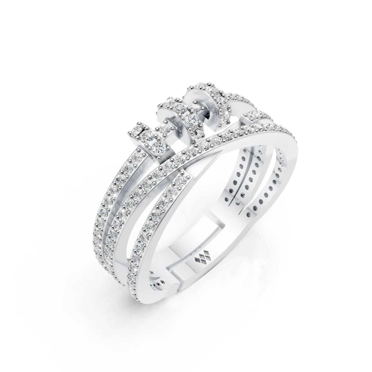 Criss Cross Multi Row Diamond Ring
