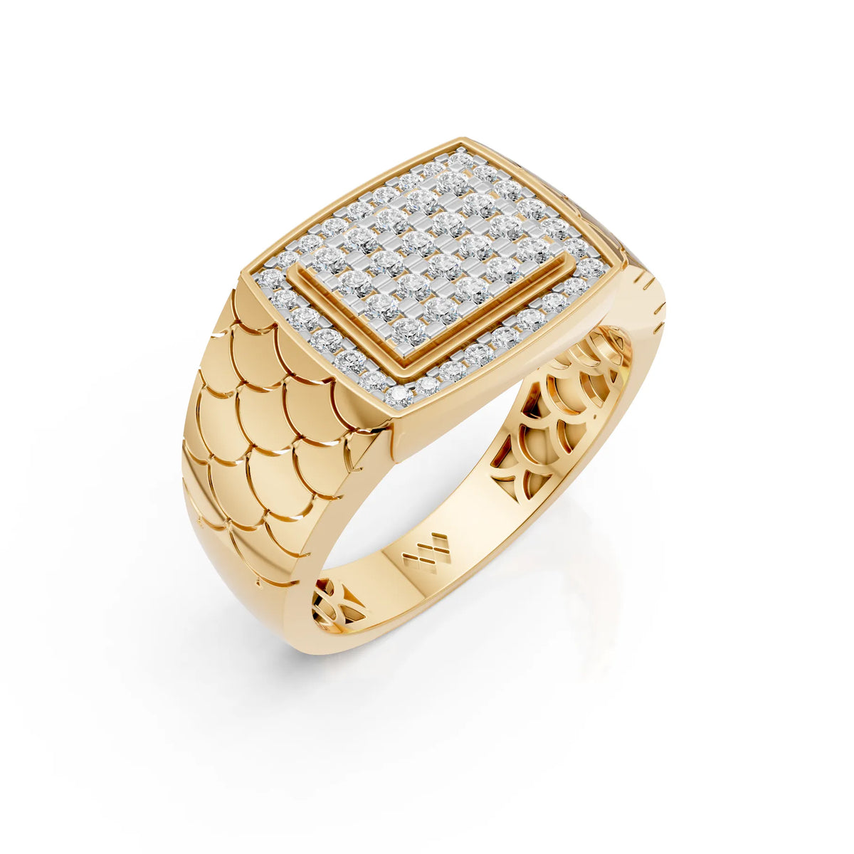 Square Pave Diamond Men's Ring