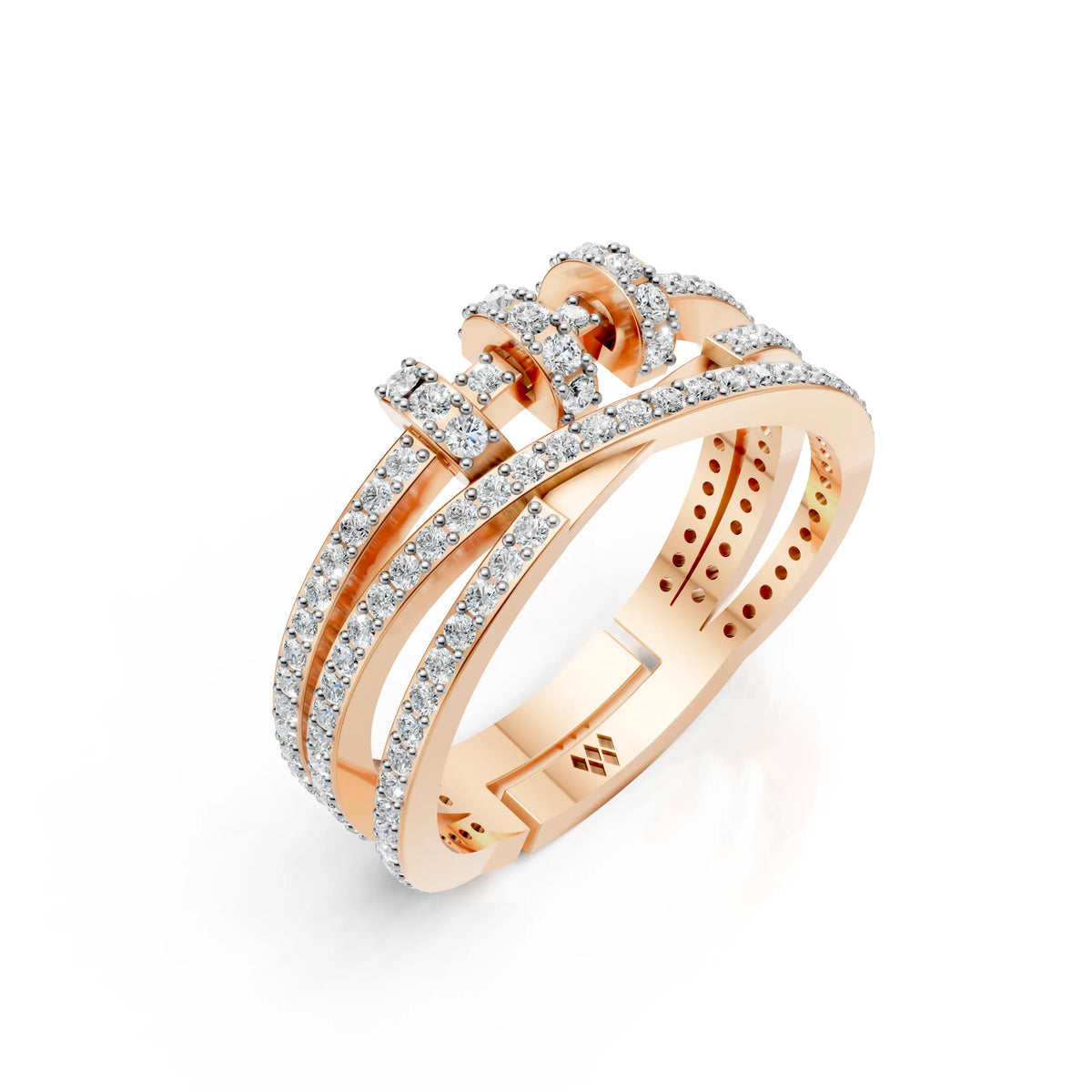 Criss Cross Multi Row Diamond Ring