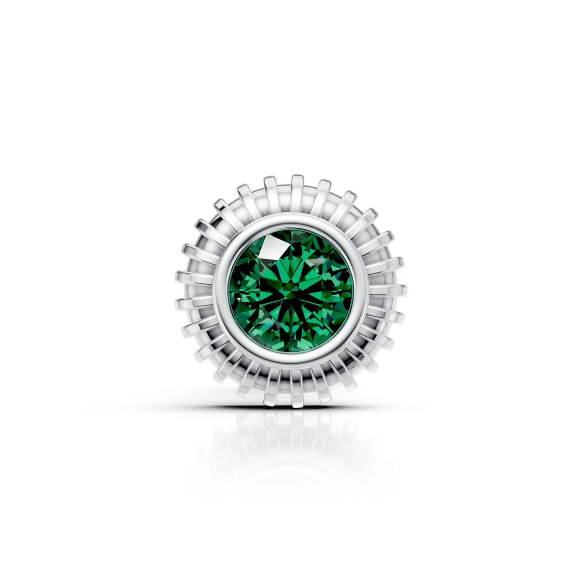 Green Solitaire Sunburst Studs