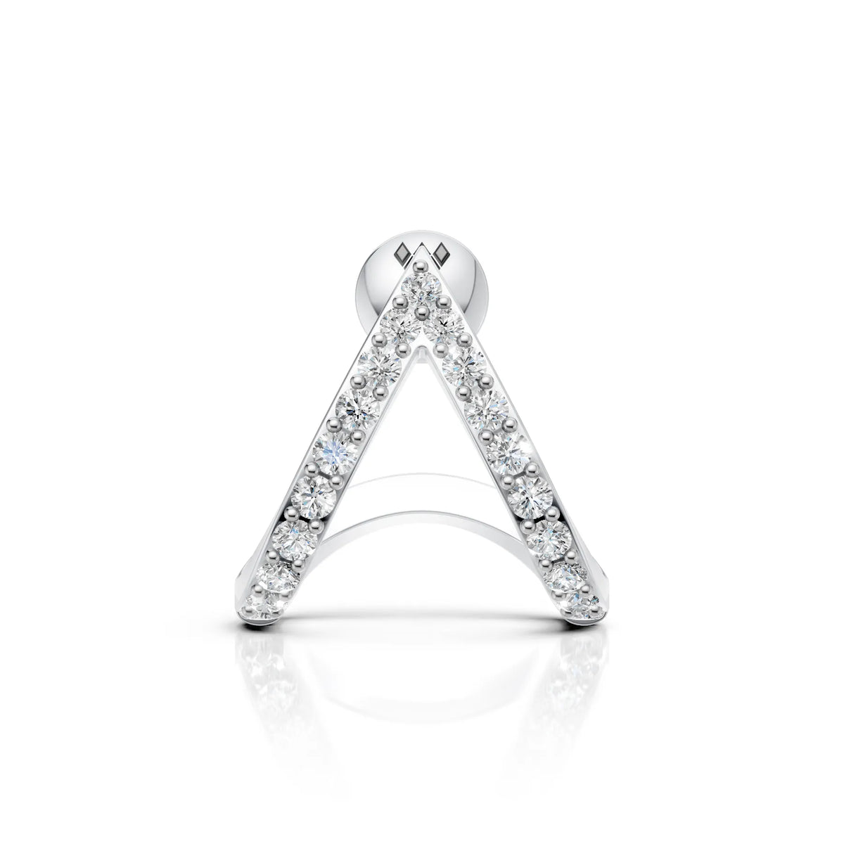 V-Shaped Round Diamond Hoop Studs