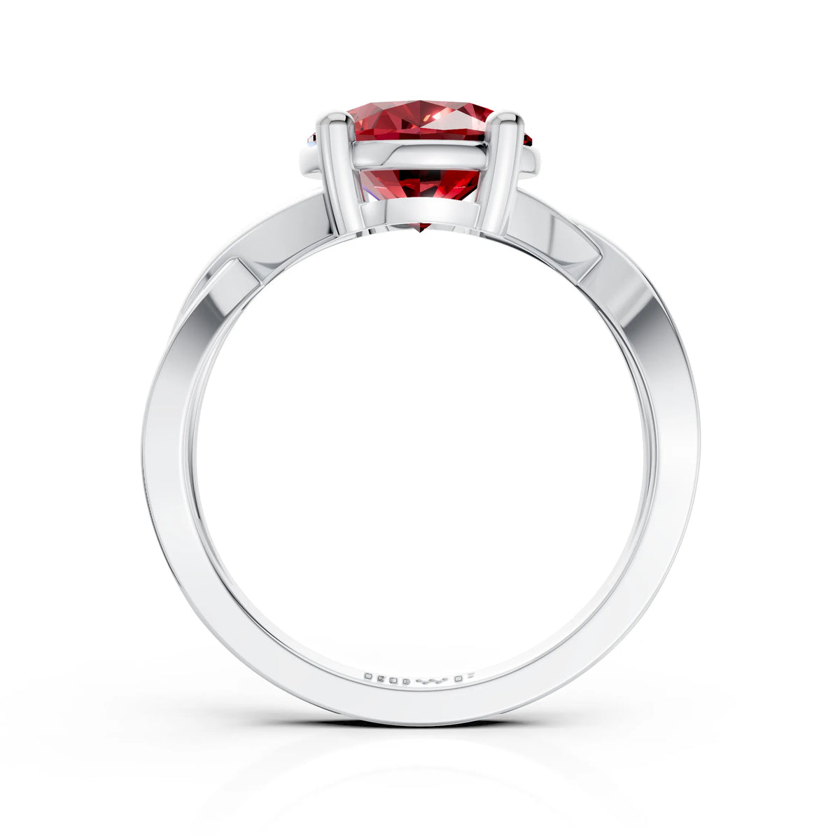 Modern Round Ruby Solitaire Ring
