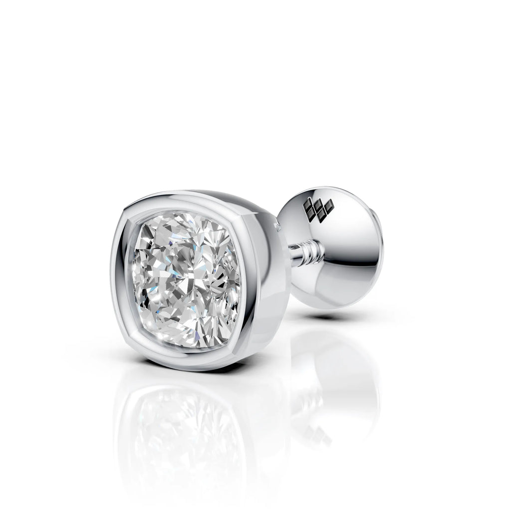 Cushion Square Shaped Bezel Setting Earring ( 1 PC)