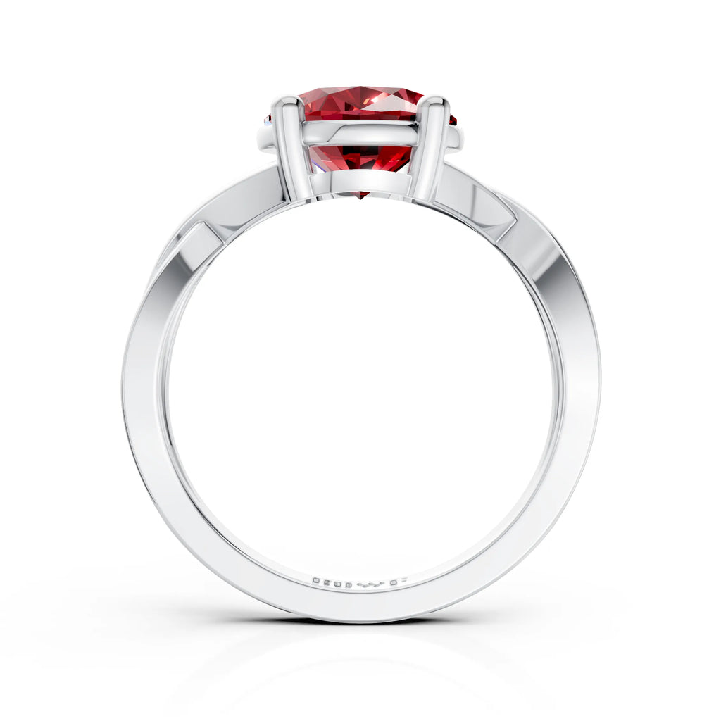 Modern Round Ruby Solitaire Ring