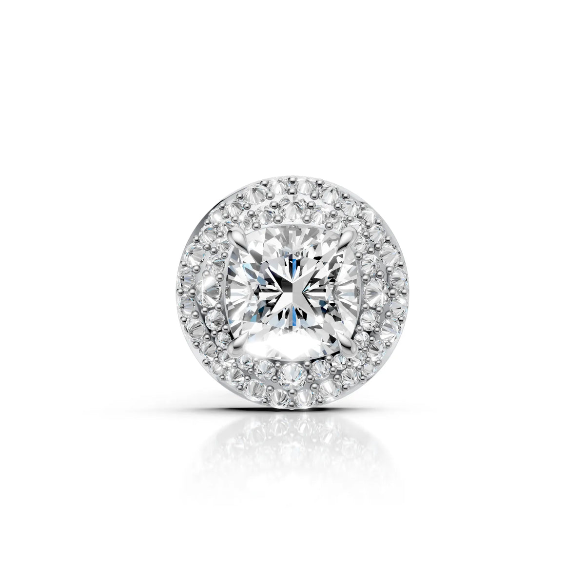 Cushion Cut Diamond Halo Stud Earring (1 PC)