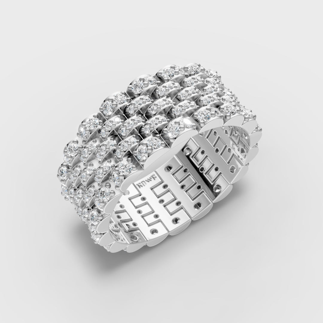 925 Sterling Silver Cluster Band Moissanite Diamond Ring