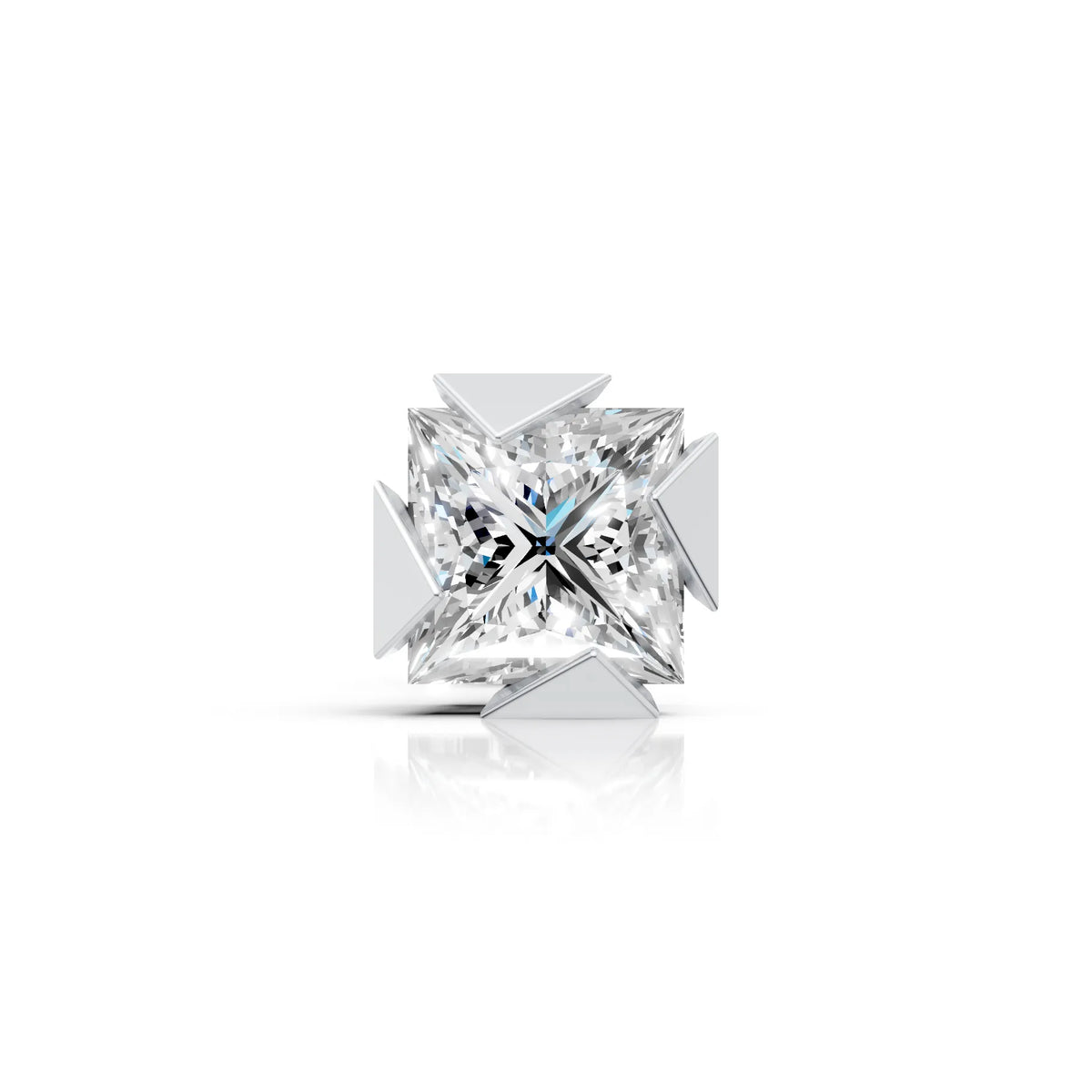 Princess Cut Triangle Claw Diamond Stud (1 PC)