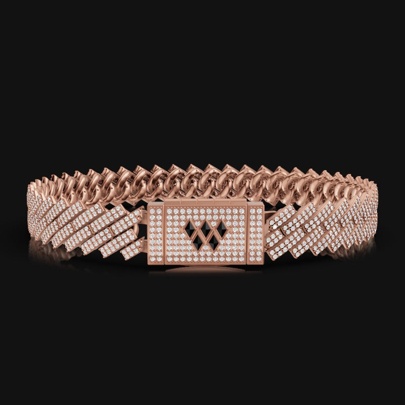 925 Sterling Silver Moissanite Diamond 10 MM White Cuban Bracelet