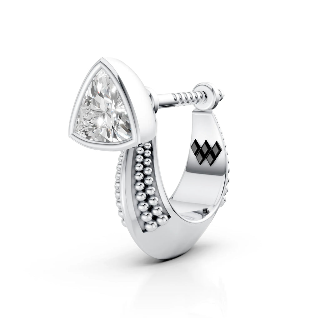 Trillion Cut Solitaire Diamond Huggie Bali