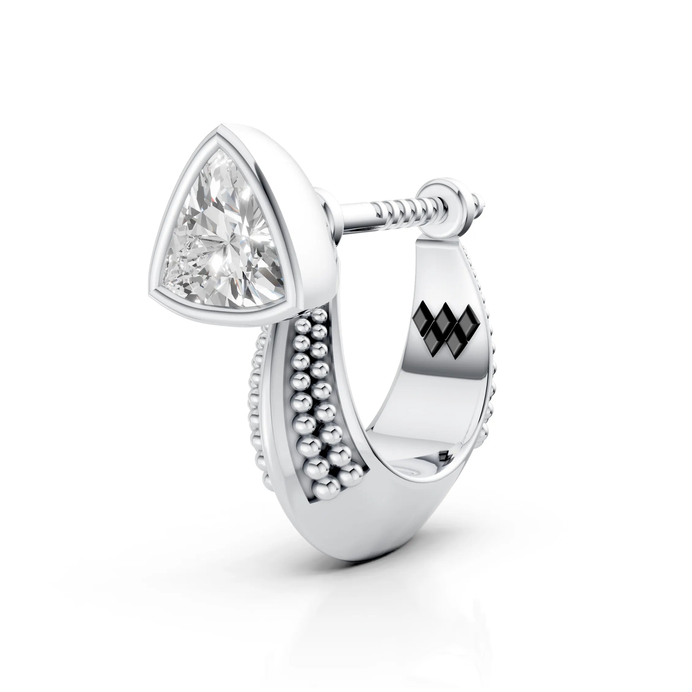 Trillion Cut Solitaire Diamond Huggie Bali