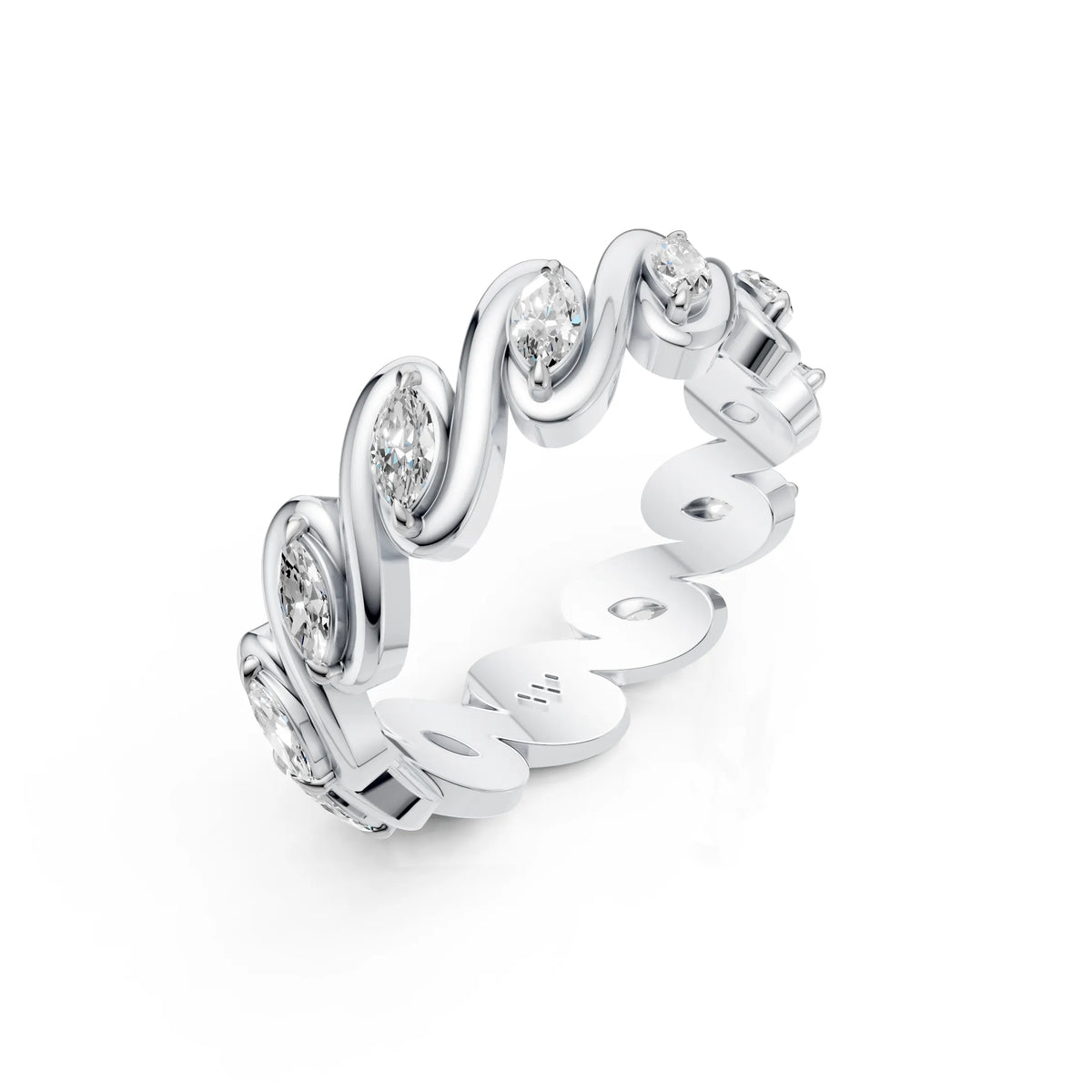 Marquise Diamond Twist Eternity Band Ring