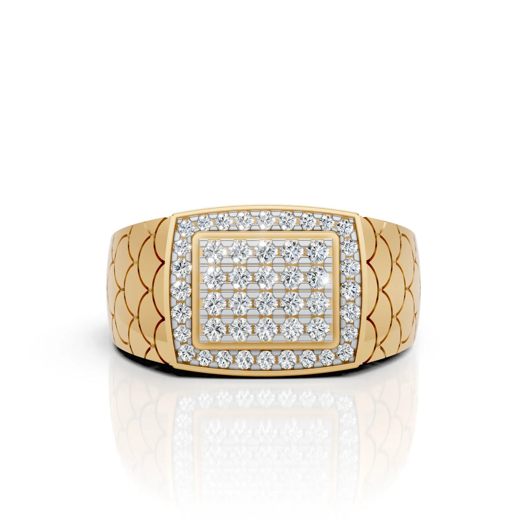Square Pave Diamond Men's Ring