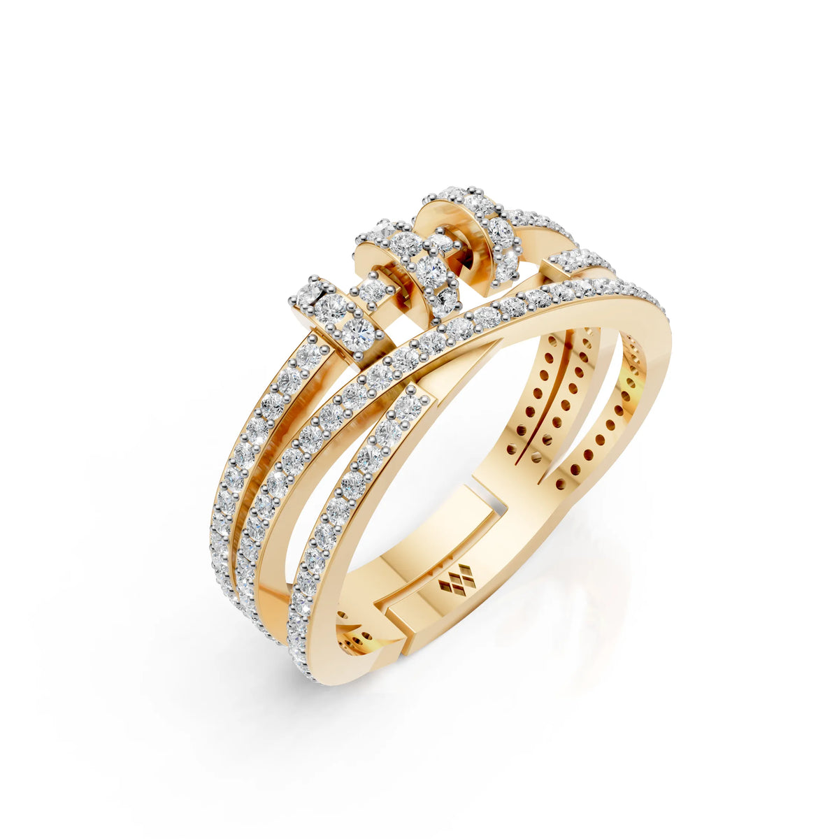 Criss Cross Multi Row Diamond Ring