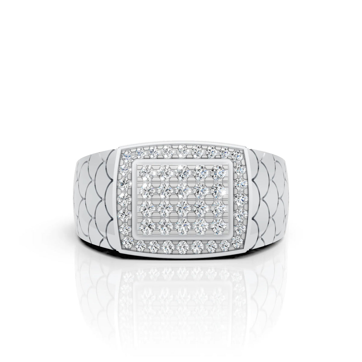 Square Pave Diamond Men's Ring