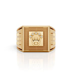 Crown Design Square Ring – Royal Style with a Modern Edge