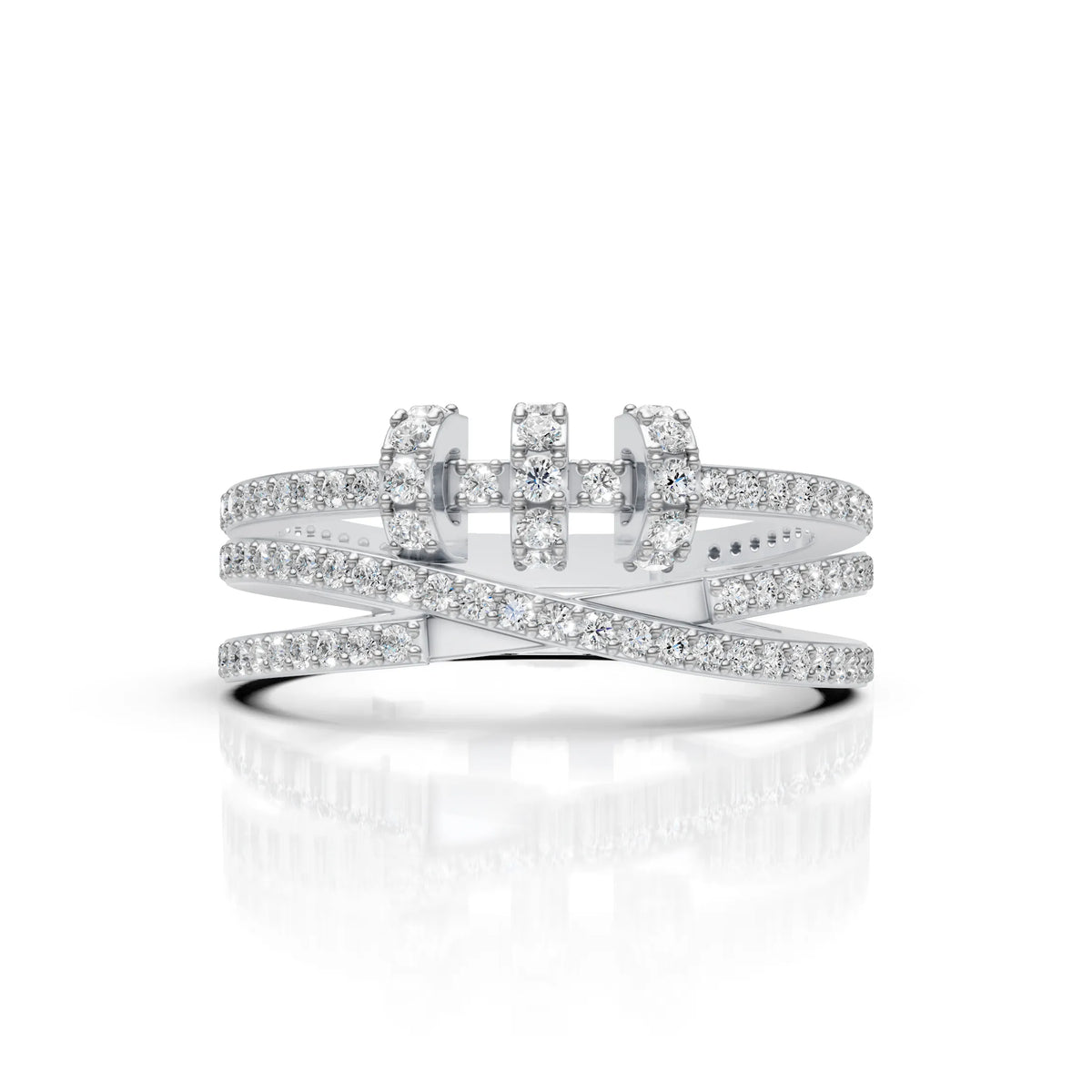 Criss Cross Multi Row Diamond Ring