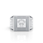 Crown Design Square Ring – Royal Style with a Modern Edge