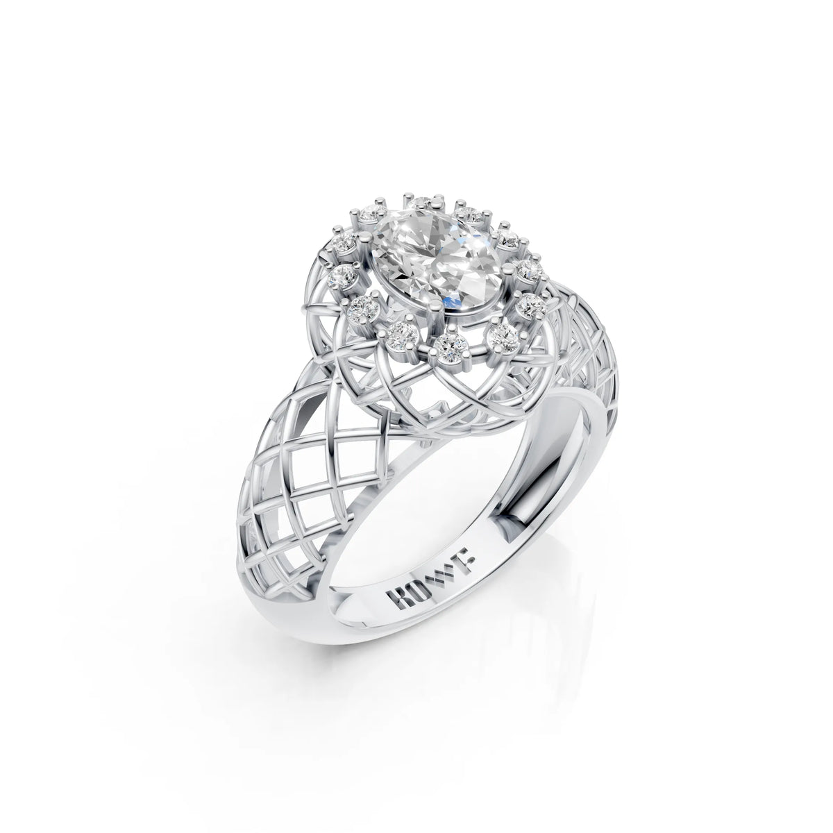 Oval Halo Lattice Ring