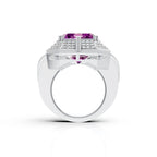 Regal Emerald-Cut Purple Stone Halo Ring