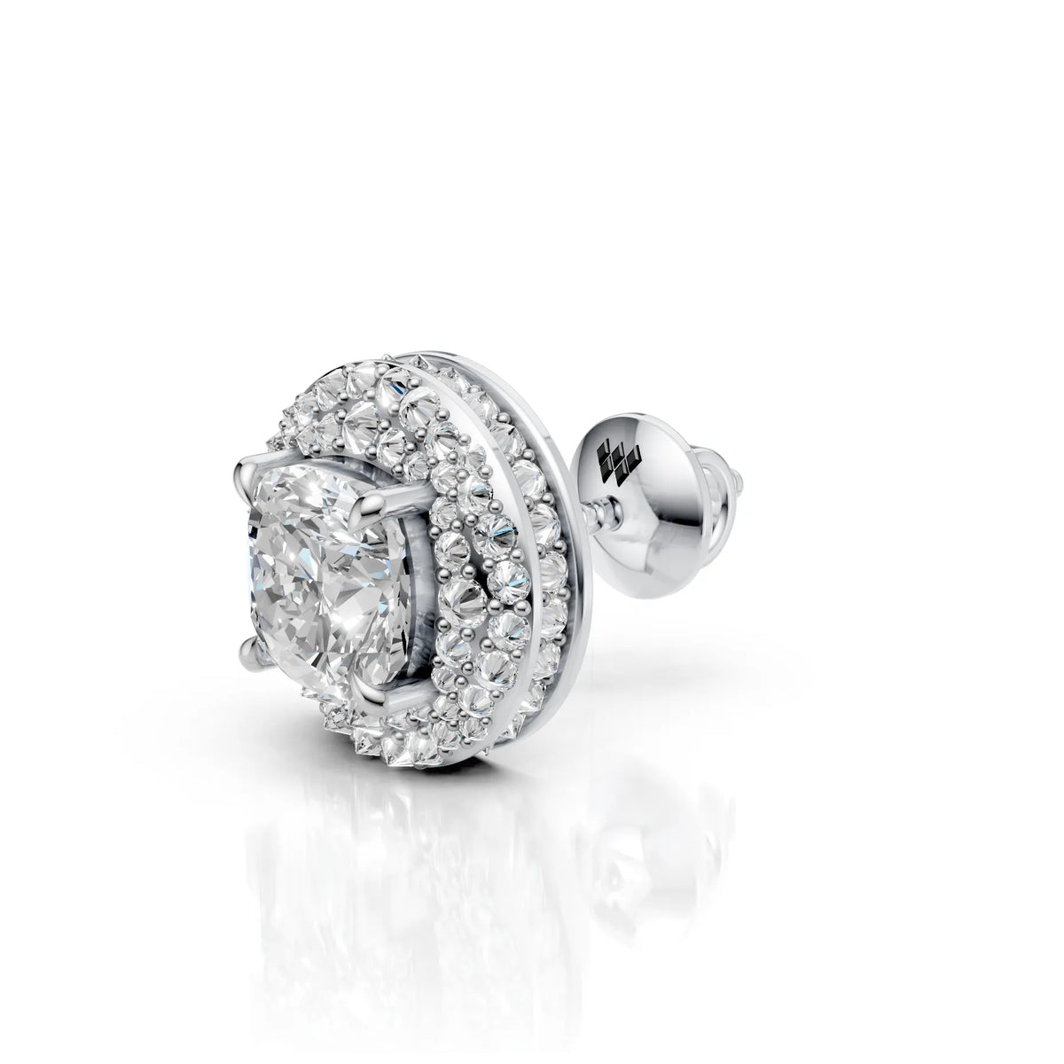 Cushion Cut Diamond Halo Stud Earring (1 PC)