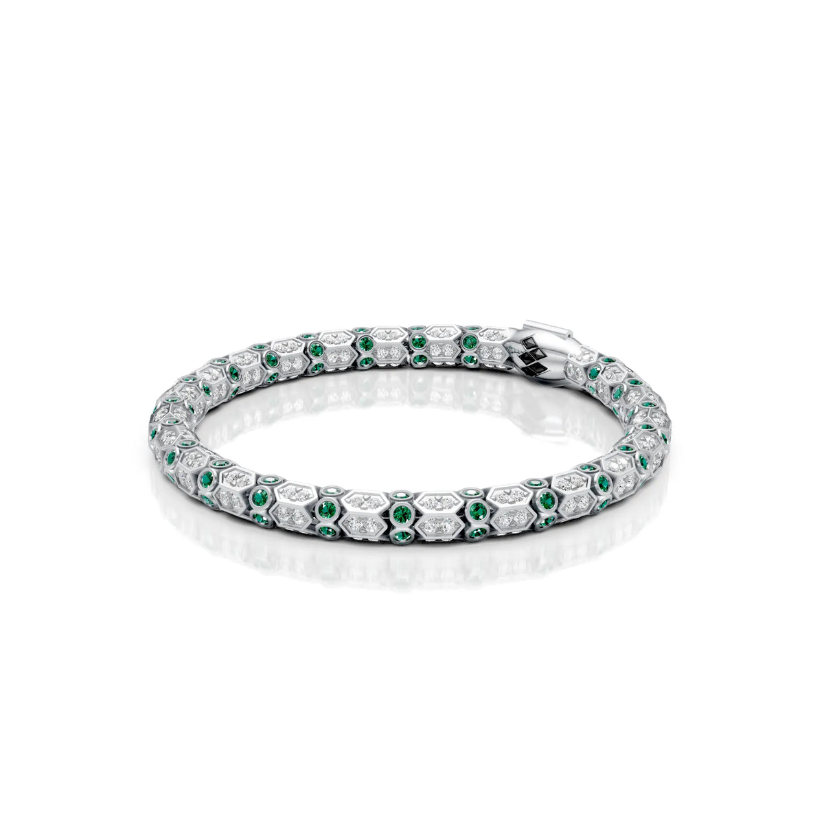 Green & White Diamond Rope Bracelet