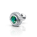 Green Solitaire Sunburst Studs