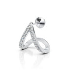 V-Shaped Round Diamond Hoop Studs