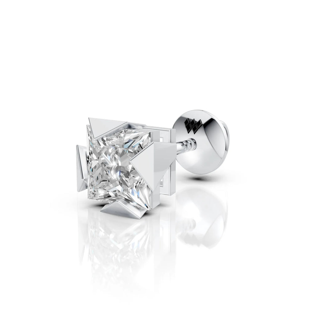 Princess Cut Triangle Claw Diamond Stud (1 PC)